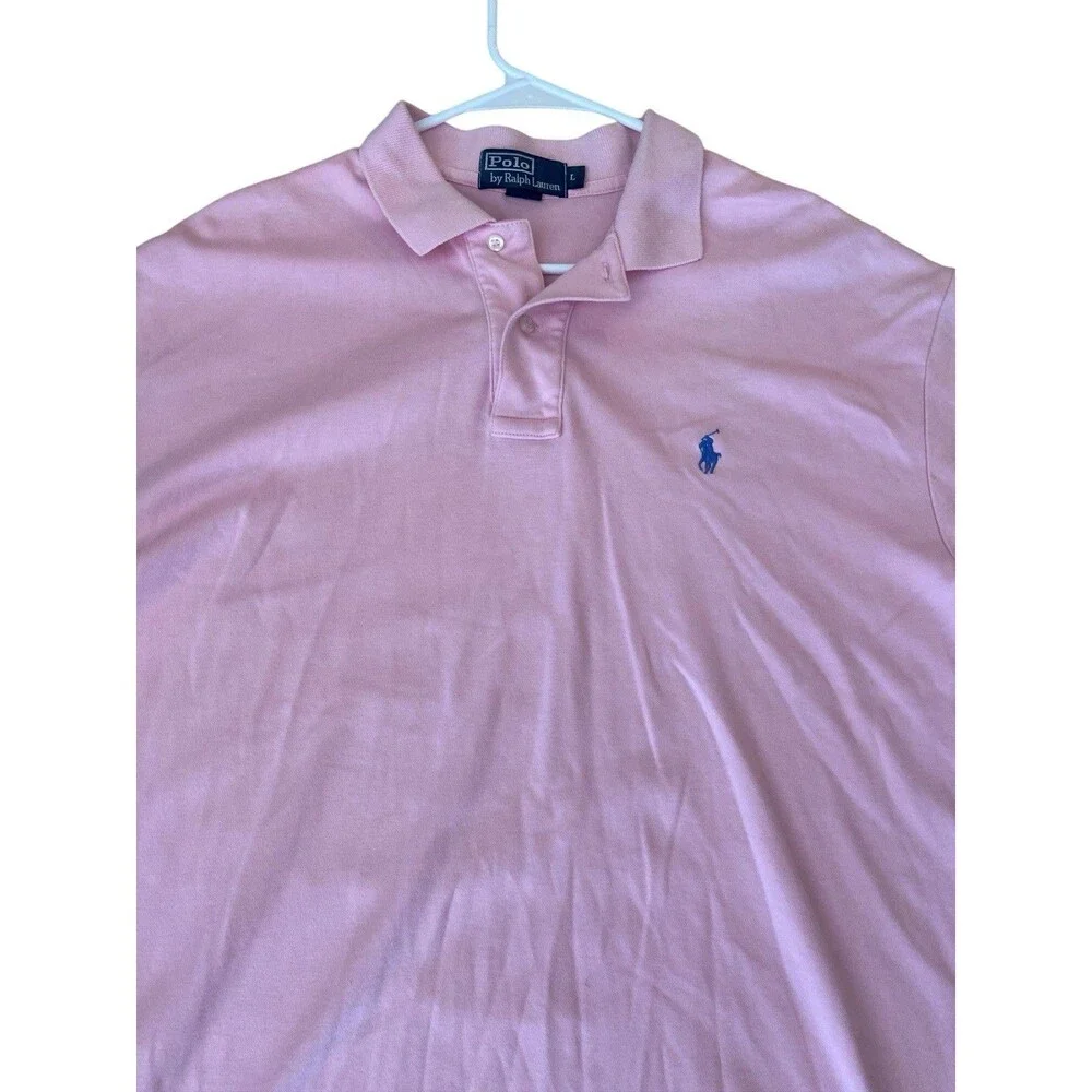 Polo Ralph Lauren Polo Shirt Men's Large Pink Short Sleeve Stretch Iconic Mesh‎